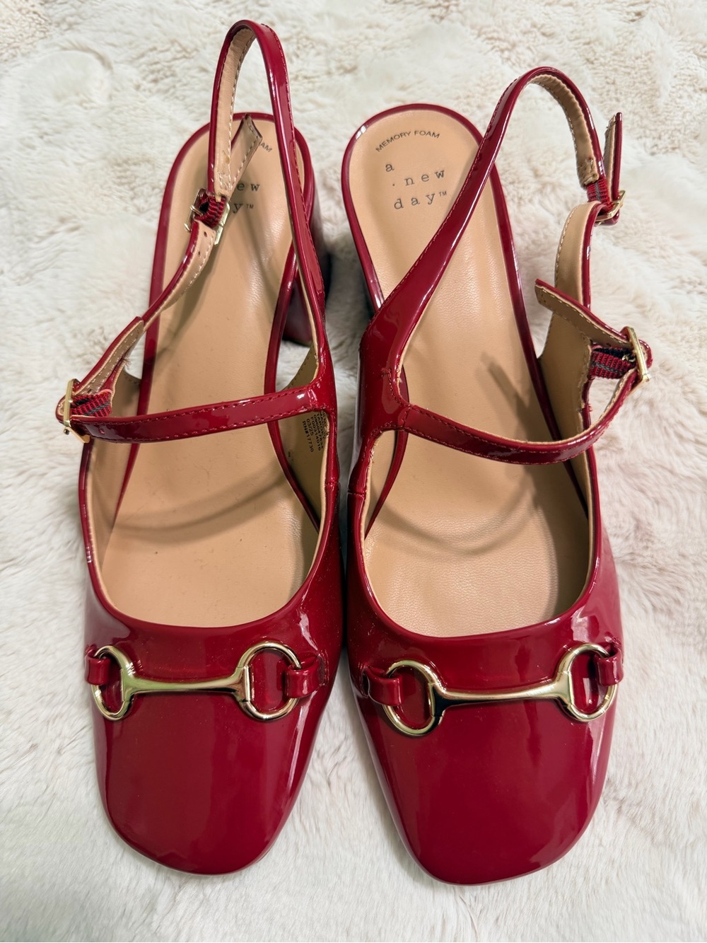 NWOT A New Day Red Patent Horsebit Slingback Heels Size 8.5